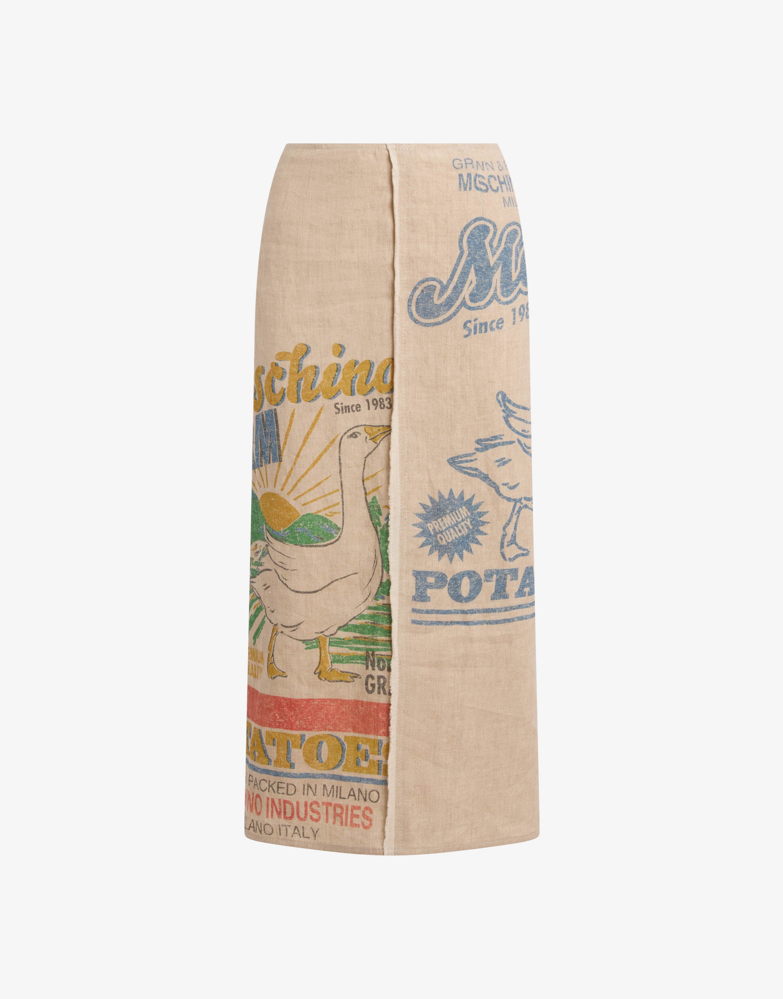 Printed linen and straw skirt - Image 5
